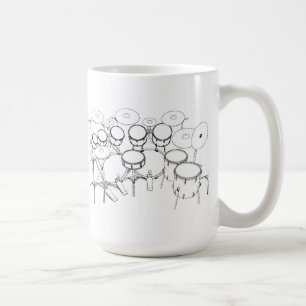 10 Piece Drum Kit: Black & White Drawing: Coffee Mug