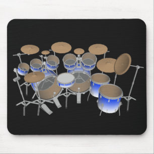 10 Piece Drum Kit: Blue Gradient: Drums Mousepad