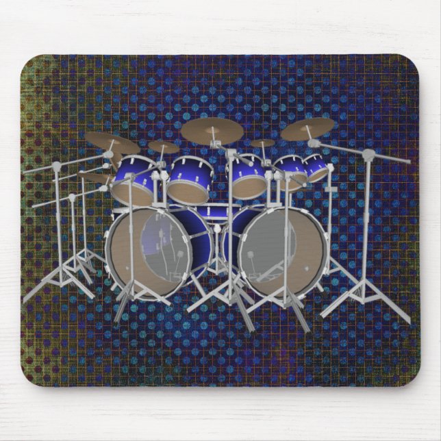 10 Piece Drum Kit: Blue Gradient: Drums Mousepad (Front)
