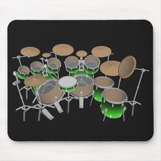 10 Piece Drum Kit: Green Gradient: Drums Mousepad (Front)