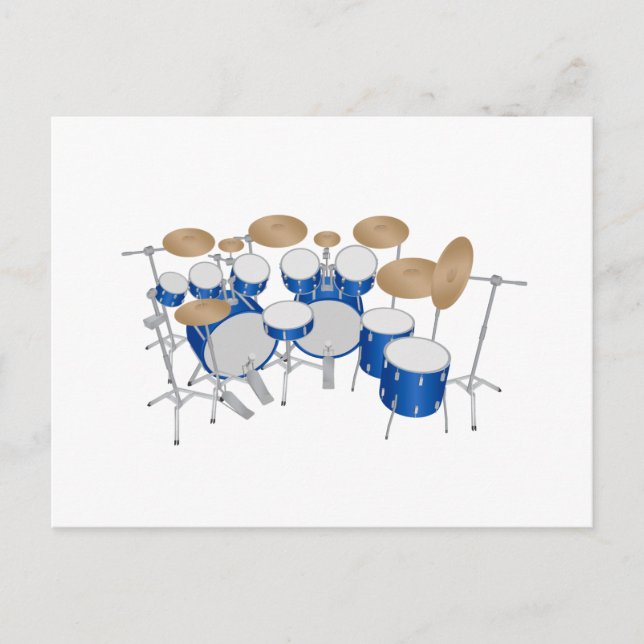 10 Piece Drum Kit: Vector Drawing: Postcard (Front)