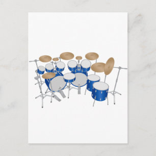 10 Piece Drum Kit: Vector Drawing: Postcard