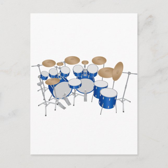 10 Piece Drum Kit: Vector Drawing: Postcard (Front)