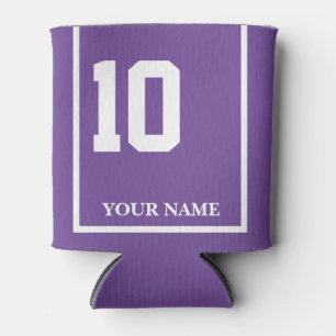 10 Purple with White Saddle Blanket Style Custom Can Cooler