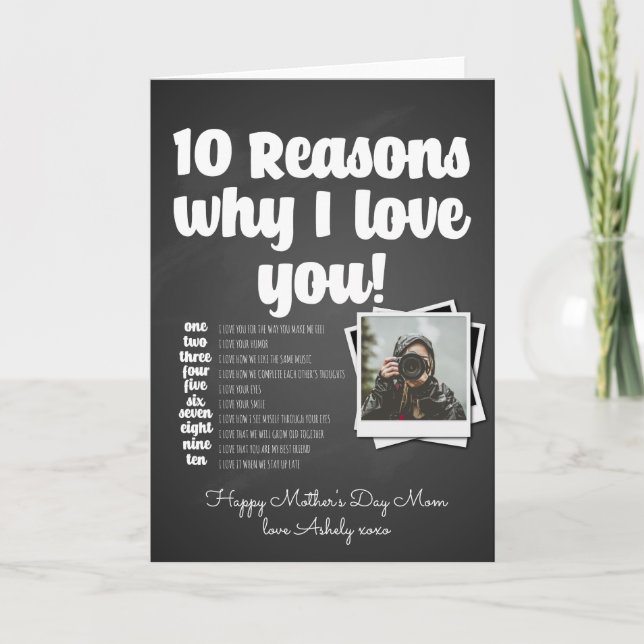 10 reasons I love you mum Mother's Day birthday Card (Front)