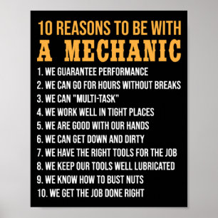 10 Reasons To Be With a Mechanic Funny mechanic Poster