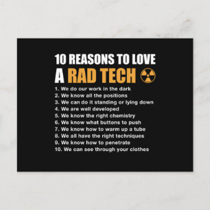 10 Reasons To Love A Rad Tech Funny Xray Radiology Postcard
