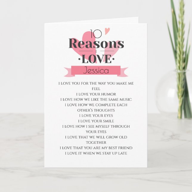 10 reasons why I love you valentine heart Card (Front)