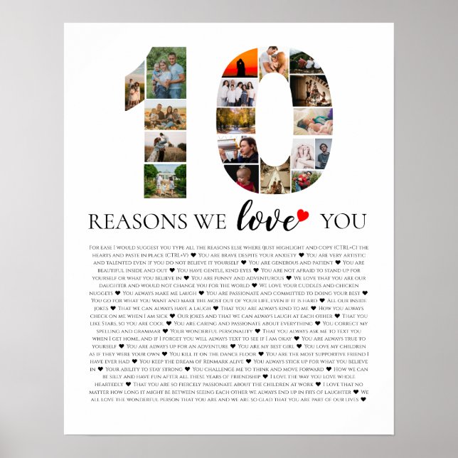 10 reasons why we love you wedding anniversary poster (Front)