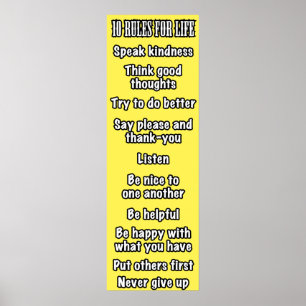 10 Rules For Life (Yellow) Poster