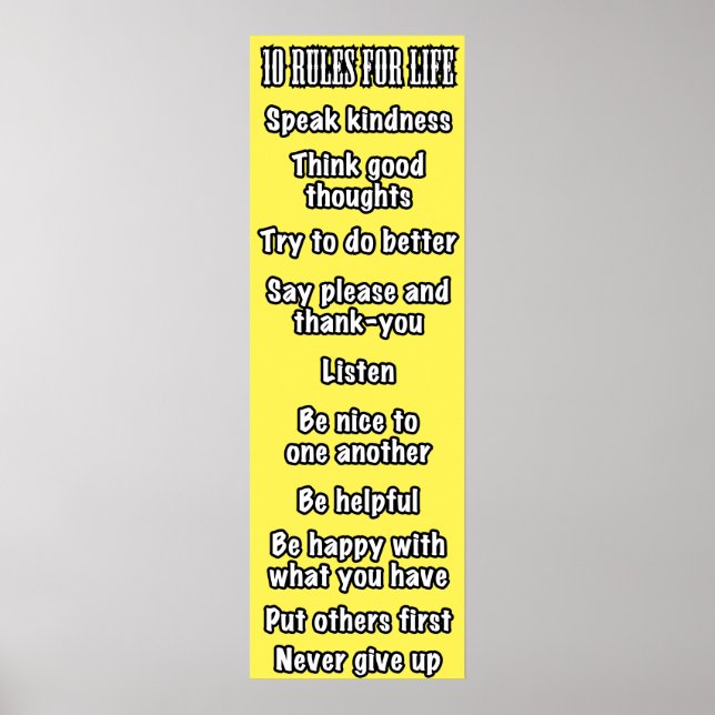10 Rules For Life (Yellow) Poster (Front)
