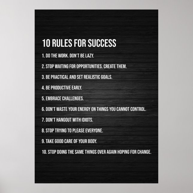10 Rules For Success - Motivational Poster (Front)