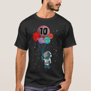 10 Space Birthday Holding Planets Astronaut Bday R T-Shirt