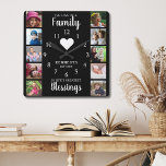 10 Square Photo Collage Family Quote Black White Square Wall Clock<br><div class="desc">Create your own photo collage wall clock with 10 of your favourite instagram square pictures. The photo strip clock helps you treasure your special moments and also makes a thoughtful gift for parents, grandparents and friends. The personalised family clock makes it a perfect gift for all occasions. Personalise with family...</div>
