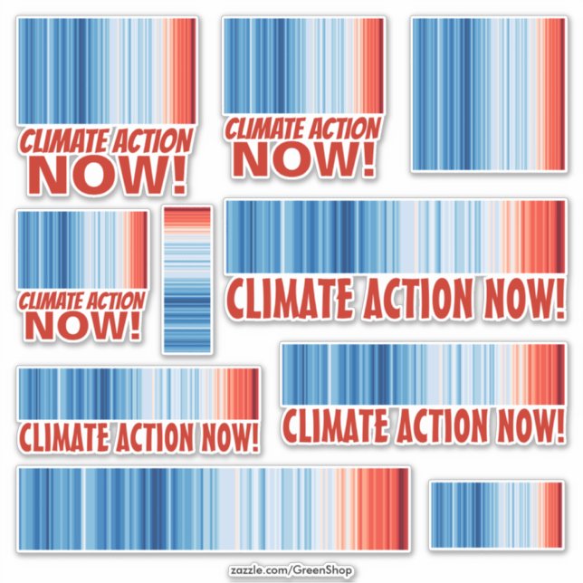 10 Stickers Climate Action Now! Global Warming (Front)