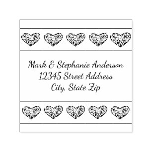 10 Swirly Hearts - Square Self Inking Stamp