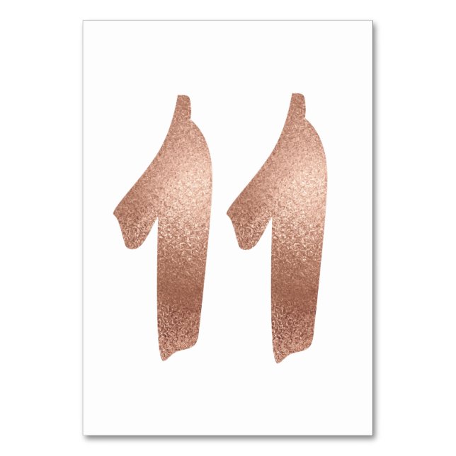10 Table  Number White Metallic Pink Rose Gold Table Number (Front)