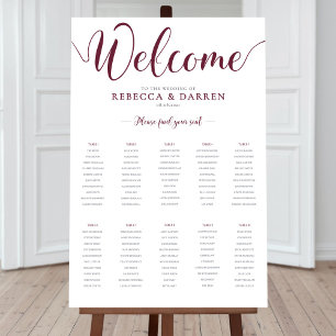 10 Table Ruby Red Wedding Seating Chart