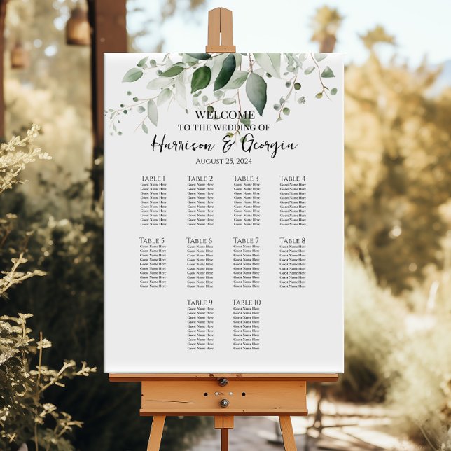 10 tables greenery elegant wedding seating chart (Creator Uploaded)