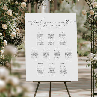 10 Tables Welcome Seating Chart Modern Script