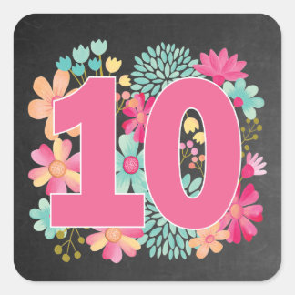 10 Ten Years Decade 10th Birthday Party Stickers