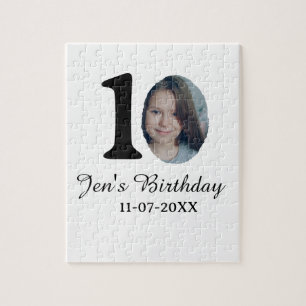 10 th birthday photo bold letter kids name date st jigsaw puzzle