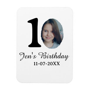 10 th birthday photo bold letter kids name date st magnet