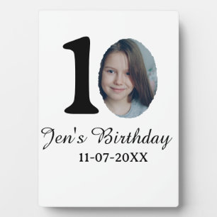 10 th birthday photo bold letter kids name date st plaque