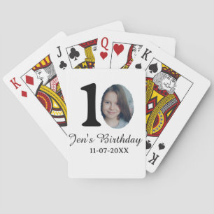 10 th birthday photo bold letter kids name date st playing cards