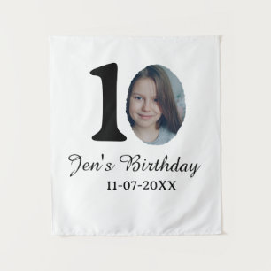 10 th birthday photo bold letter kids name date st tapestry