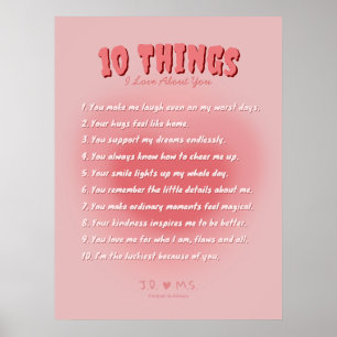 10 Things I Love About You - Personalised Poster