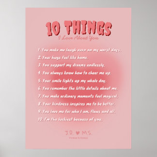 10 Things I Love About You - Personalised Poster