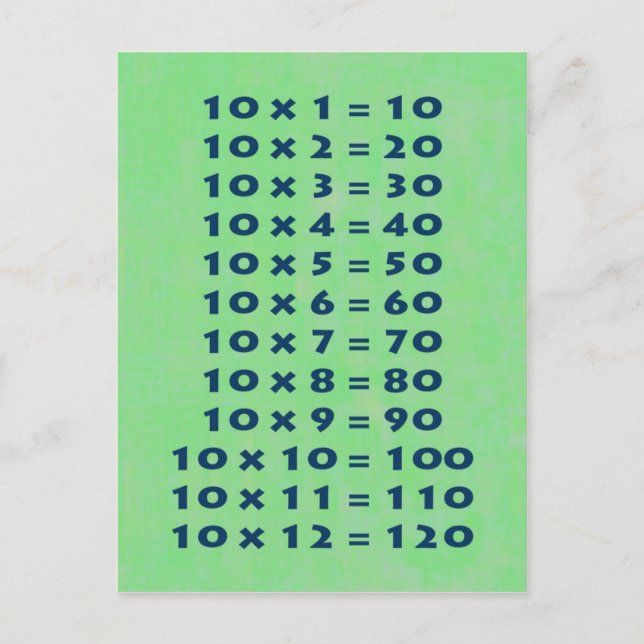 #10 Times Table Postcard Fun Kids & Teacher (Front)