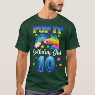 10 Unicorn Birthday  For Girls, Pop It 10th Birthd T-Shirt