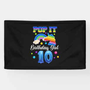 10 Unicorn Birthday Shirt For Girls, Pop It 10th B Banner