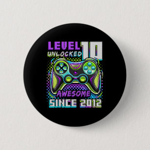 10 Unlocked Awesome 2012 Video Game 10th Birthday  6 Cm Round Badge