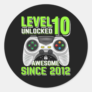 10 Unlocked Awesome 2012 Video Game 10th Birthday Classic Round Sticker