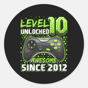 10 Unlocked Awesome 2012 Video Game 10th Birthday Classic Round Sticker
