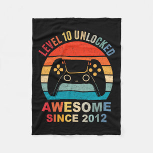 10 Unlocked Awesome 2012 Video Game 10th Birthday Fleece Blanket