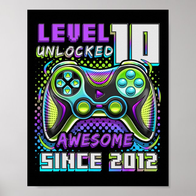 10 Unlocked Awesome 2012 Video Game 10th Birthday  Poster (Front)