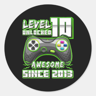10 Unlocked Awesome 2013 Video Game 10th Birthday Classic Round Sticker
