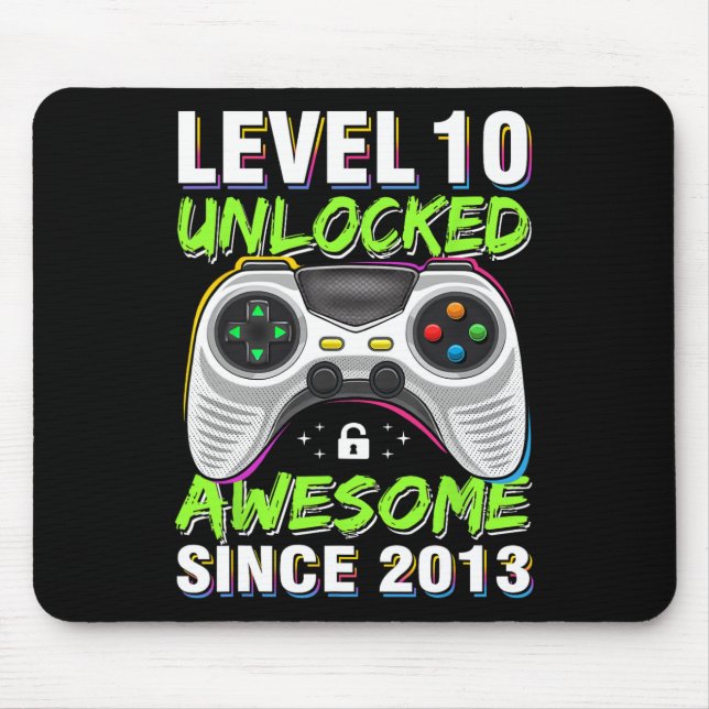 10 Unlocked Awesome Since 2013 10th Birthday Gamin Mouse Pad (Front)