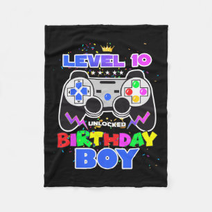 10 Unlocked Birthday Boy Video Game 10th Birthday Fleece Blanket