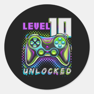 10 Unlocked Video Game 10th Birthday Gamer Boys 2  Classic Round Sticker