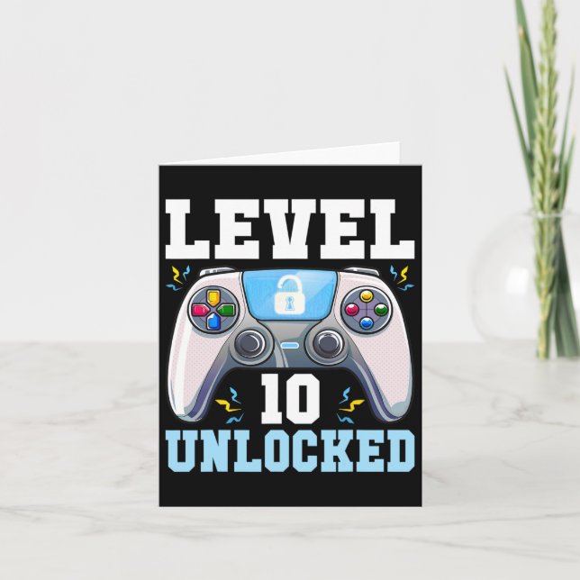 10 Unlocked Video Game 10th Birthday Gamer Boys Ki Card (Front)