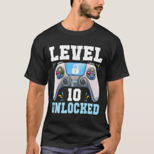 10 Unlocked Video Game 10th Birthday Gamer Boys Ki T-Shirt