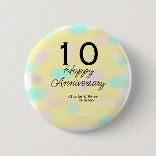 10 wedding anniversary yellow pastel name retro bo 6 cm round badge