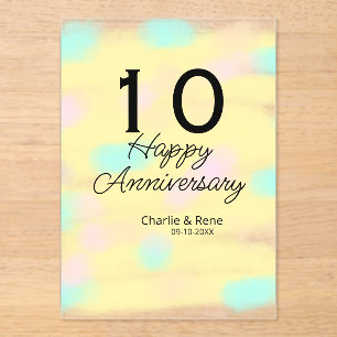 10 wedding anniversary yellow pastel name retro bo acrylic invitations