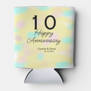 10 wedding anniversary yellow pastel name retro bo can cooler