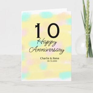 10 wedding anniversary yellow pastel name retro bo card